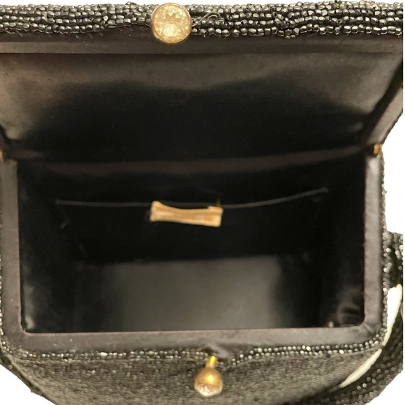 Vintage 1940’s Walborg Black Caviar Beaded Box Purse made in Belgium - Picture 4 of 9